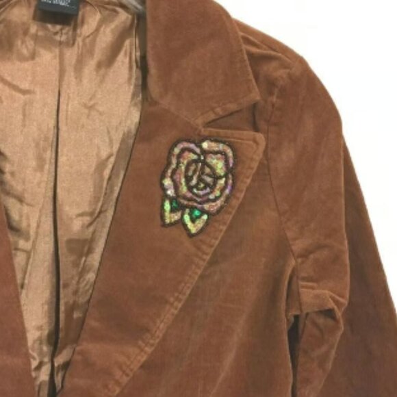 NWOT CELL Women's Corduroy Jacket w Floral Sequins Size M - Picture 3 of 5